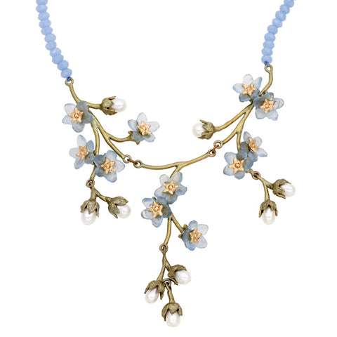 Forget Me Not Triple Dangle on Chalcedony 16 inch Necklace by Michael Michaud