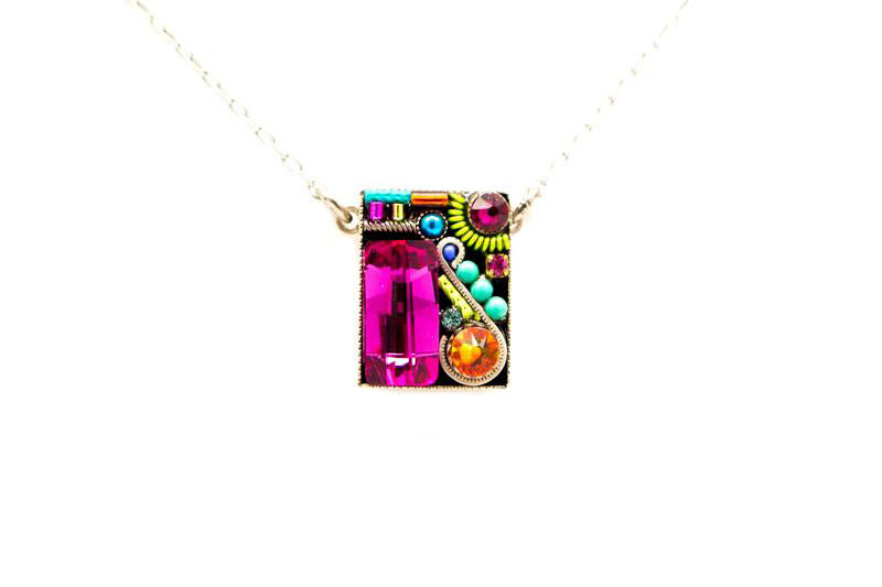 Fuchsia Linear Simple Necklace by Firefly Jewelry