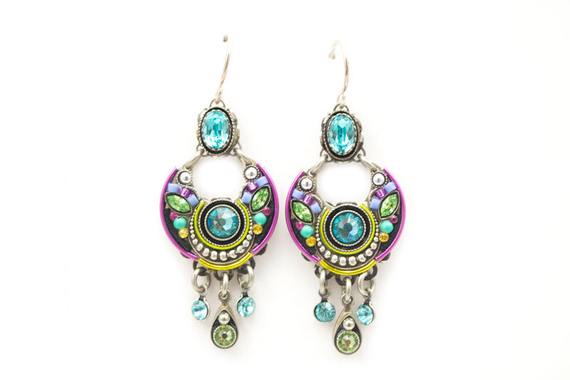 Light Turquoise Lunette Chandelier Earrings by Firefly Jewelry