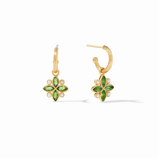 Charlotte Gold Jade Green Hoop and Charm Earrings by Julie Vos