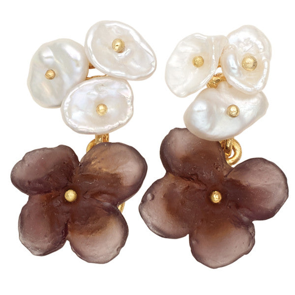 French Boquet Dark Flower Post Earrings by Michael Michaud
