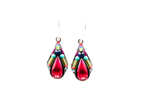 Multi Color Scarlet Camelia Simple Drop Earrings by Firefly Jewelry