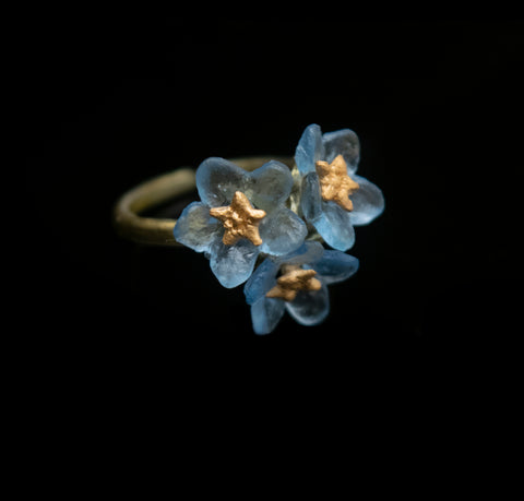 Forget Me Not 3 Flower Adjustable Ring By Michael Michaud