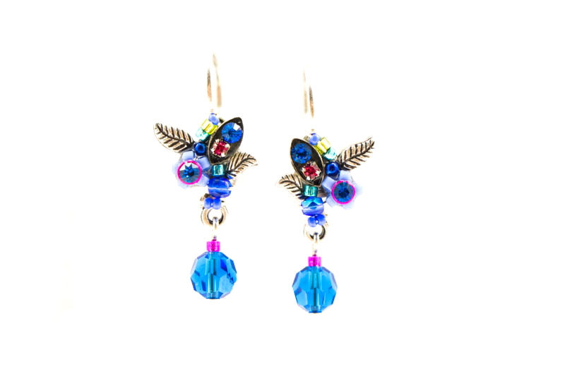 Bermuda Blue Petite Flower Earrings by Firefly Jewelry