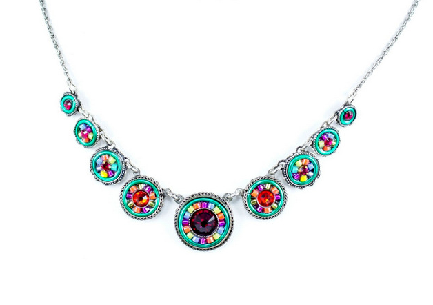 Multi Color La Dolce Vita Circles Necklace by Firefly Jewelry