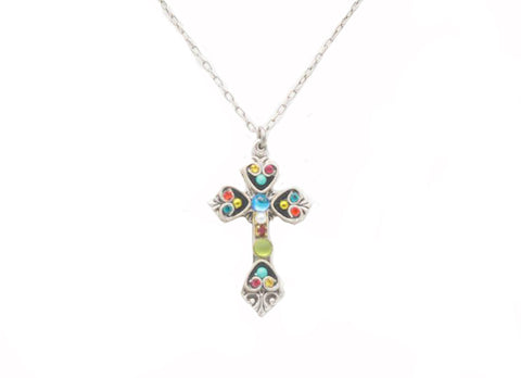 Multi Color Medium Cross Necklace by Firefly Jewelry