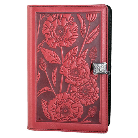 Large Leather Journal - Oriental Poppy in Red