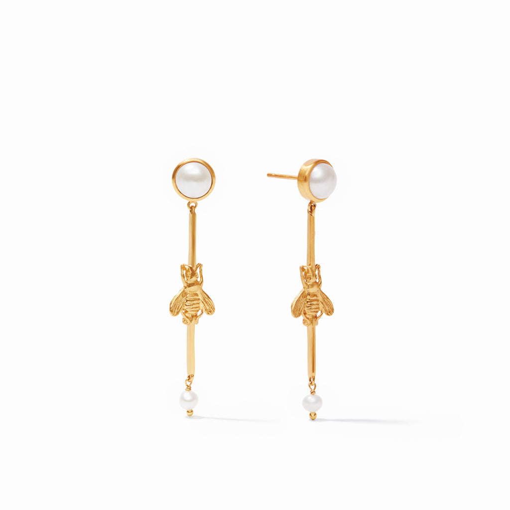 Bee Duster Earring Gold Pearl by Julie Vos
