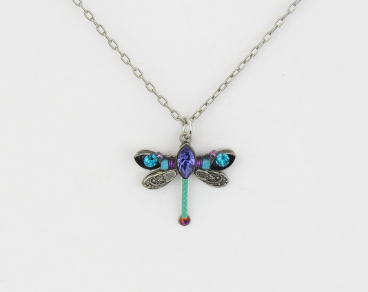 Teal Petite Dragonfly Pendant Necklace by Firefly Jewelry