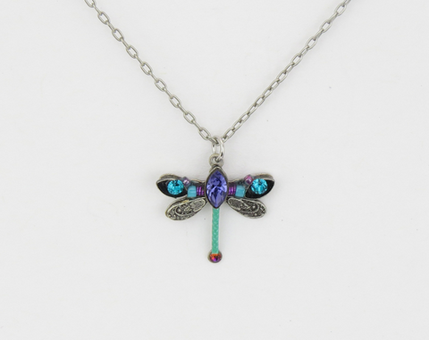 Teal Petite Dragonfly Pendant Necklace by Firefly Jewelry