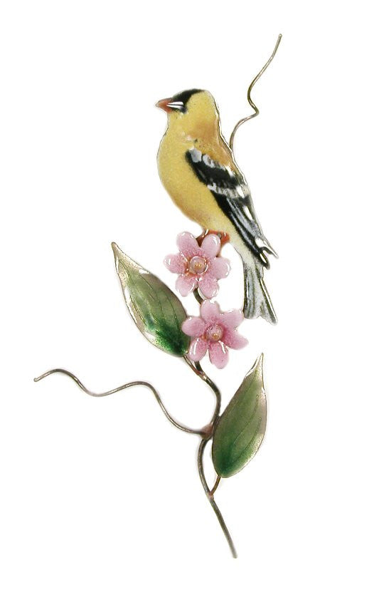 Goldfinch-1 with Pink Aster Wall Art by Bovano Cheshire
