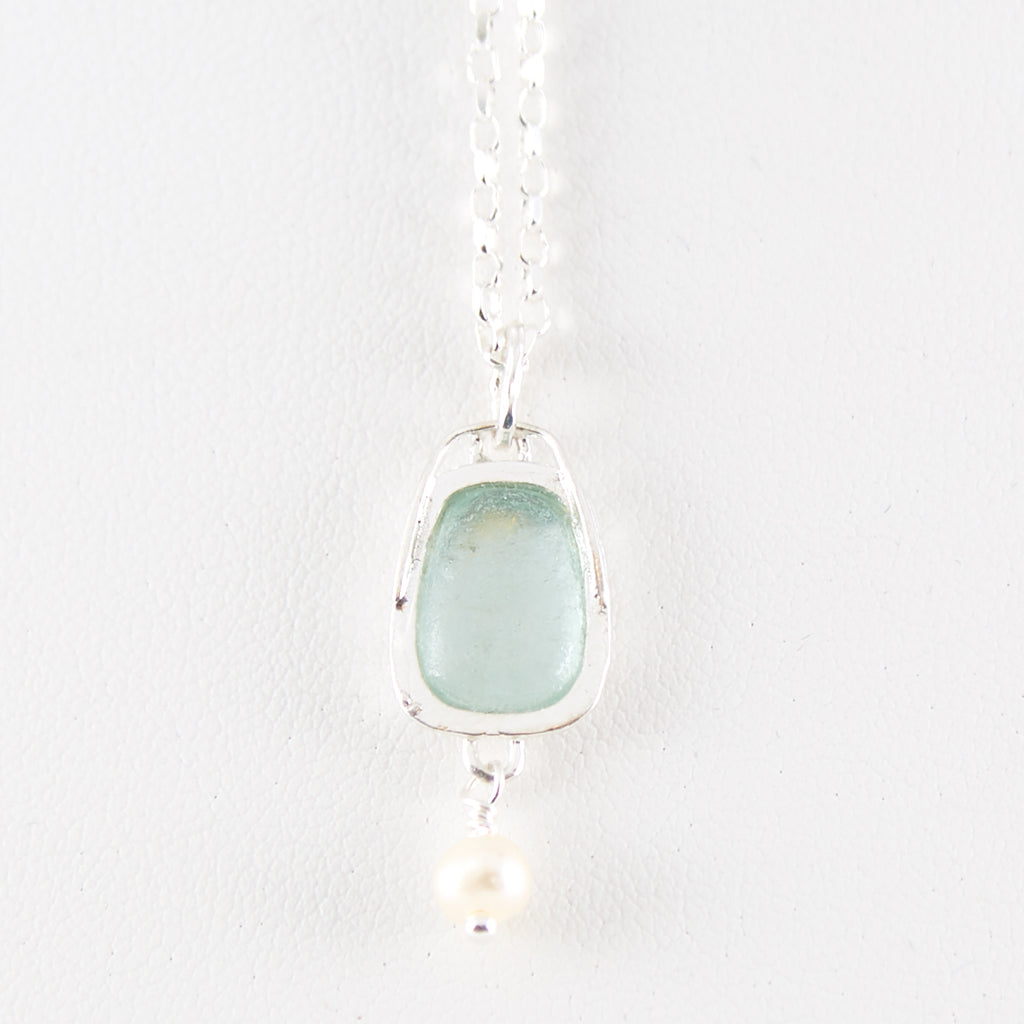 Pearl Drop Washed Roman Glass Necklace