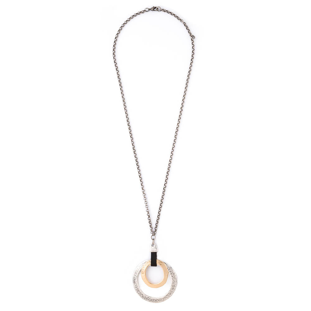 Two Toned Small Open Circle Necklace