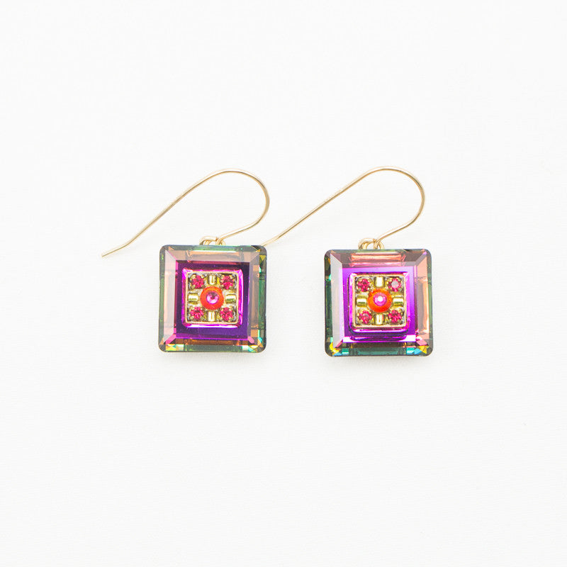 Ruby La Dolce Vita Crystal Square Earrings by Firefly Jewelry