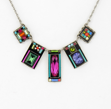 Multi Color Baguette Necklace by Firefly Jewelry