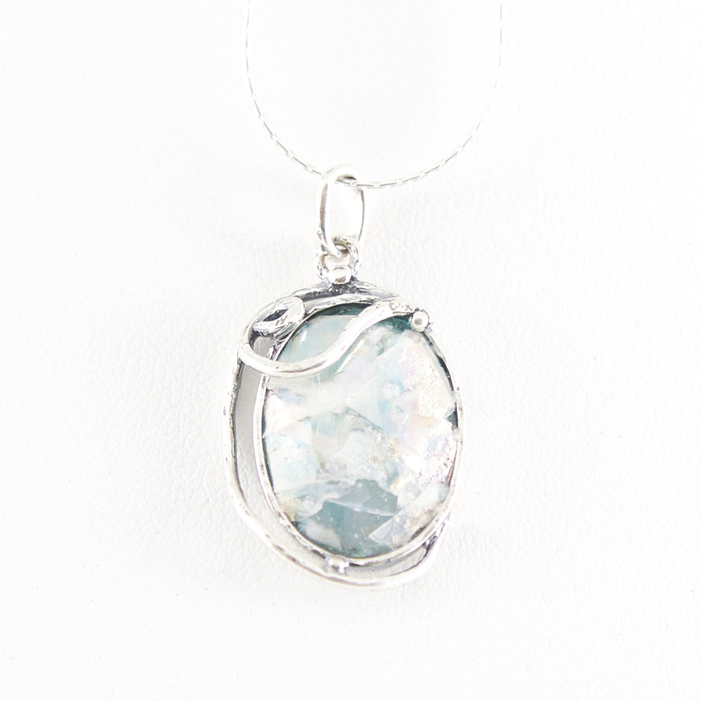 Silver Swirl Roman Glass Necklace