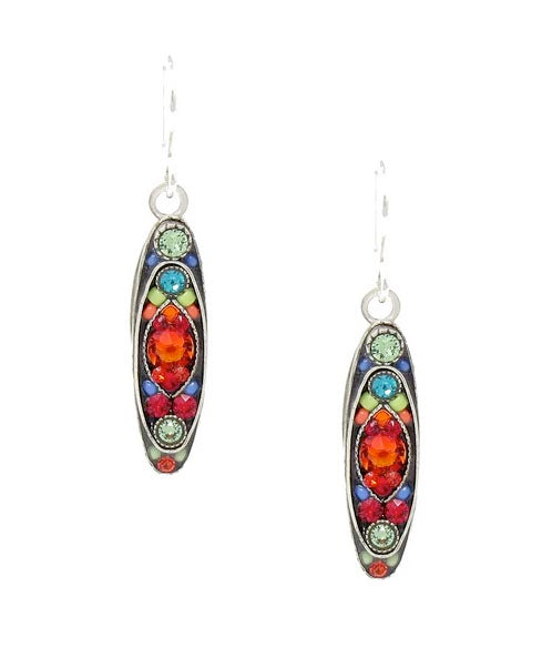 Multi Color Sparkle Long Oval Earrings by Firefly Jewelry