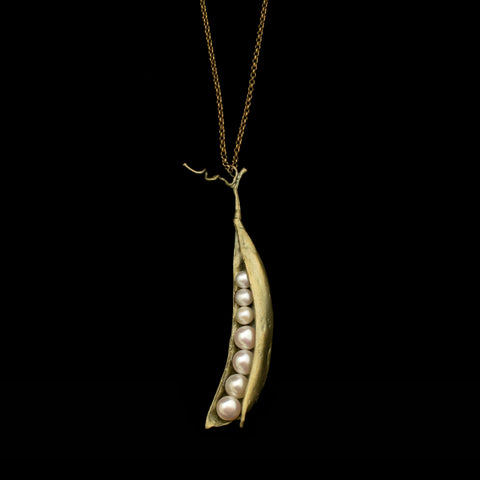 Pea Pod Pendant 7 Pearl on 24'' Chain By Michael Michaud