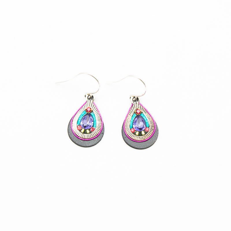 Multi Color Scalloped Disc Drop Earrings by Firefly Jewelry