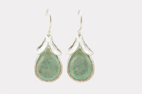 Top Leaves Washed Roman Glass Earrings