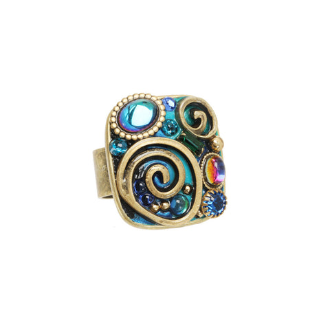 Emerald Large Square Ring by Michal Golan