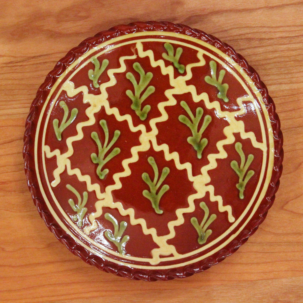Redware 7'' Plate with Ferns