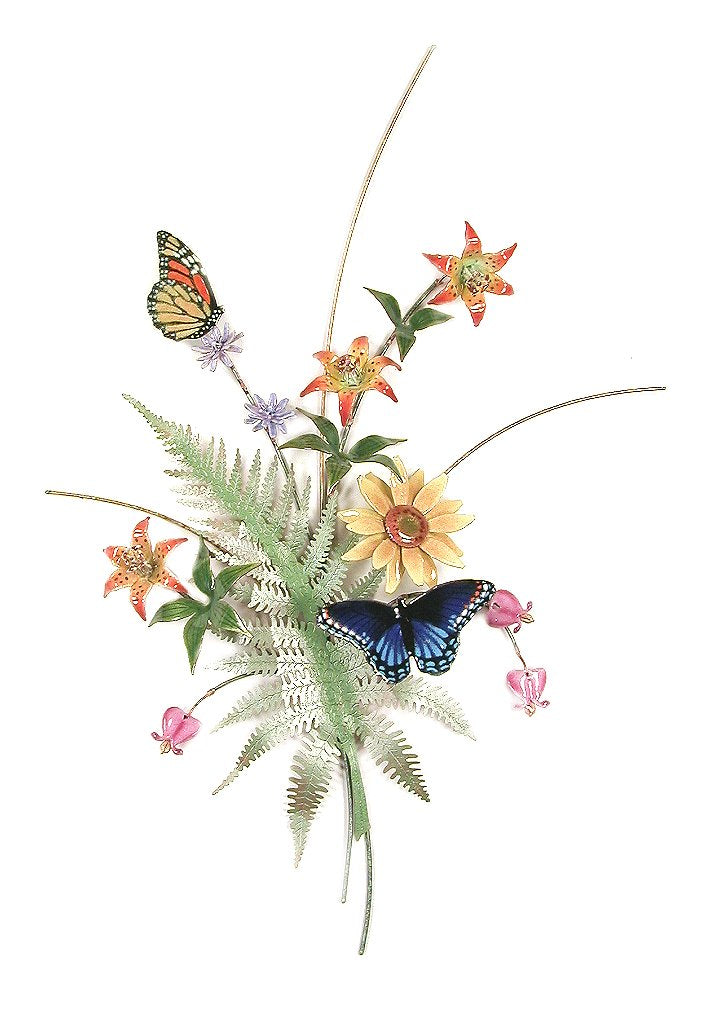Butterflies with Fern, Turks Cap Lilies, Sunflower Wall Art by Bovano