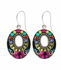 Multi Color Elaborate Oval Earrings by Firefly Jewelry