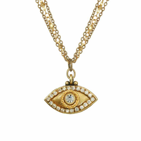 Gold and Silver Evil Eye Necklace by Michal Golan