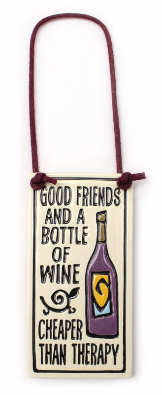 Cheaper Than Therapy Wine Tag Ceramic Tile