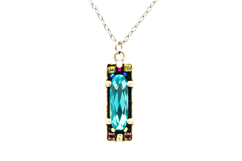Light Turquoise Crystal Pendent Necklace by Firefly Jewelry