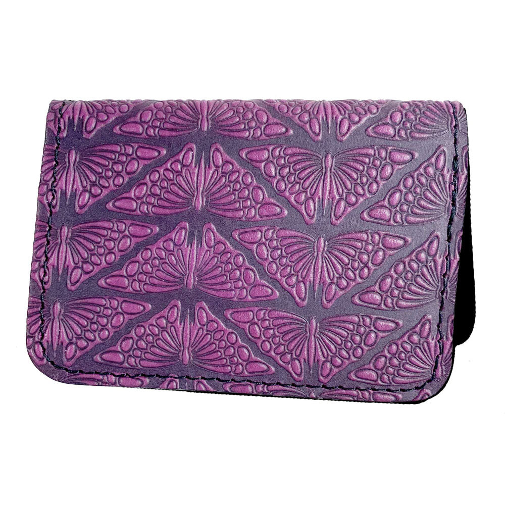 Leather Card Holder - Mariposas in Orchid