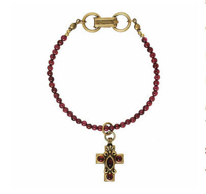 Shiraz Small Cross on Bead Chain Bracelet
