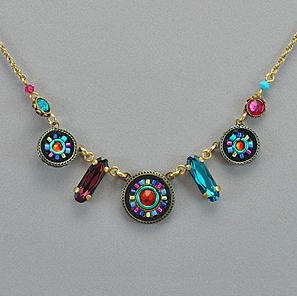 Multi Color Gold La Dolce Vita Circles Necklace by Firefly Jewelry