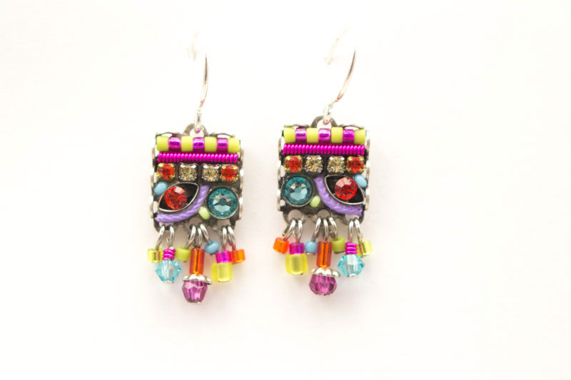 Fuschia Square with Dangle Earrings by Firefly Jewelry