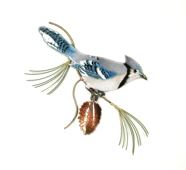 Blue Jay on Pine Branch Wall Art by Bovano Cheshire