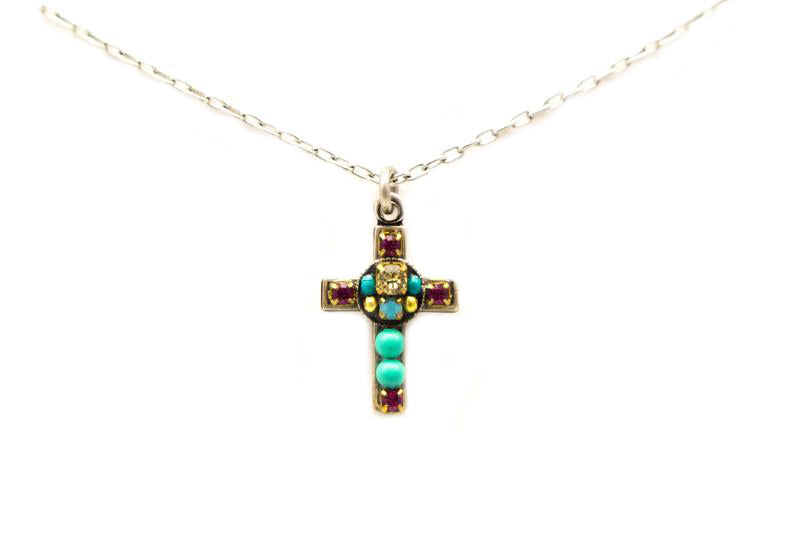 TurquoisePetite Cross Necklace by Firefly Jewelry
