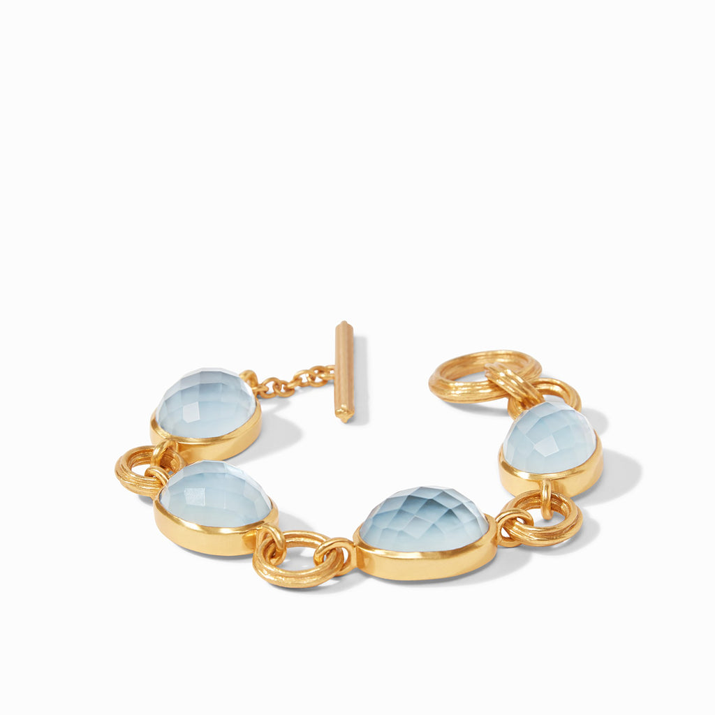 Barcelona Bracelet Gold Iridescent Chalcedony Blue by Julie Vos