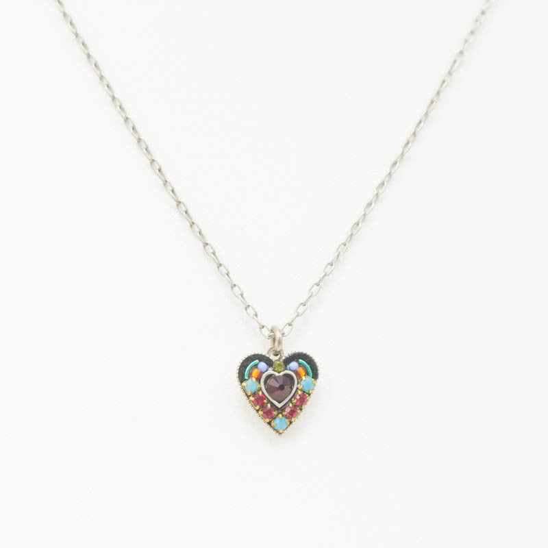 Multi Color Small Crystal Heart Pendant by Firefly Jewelry