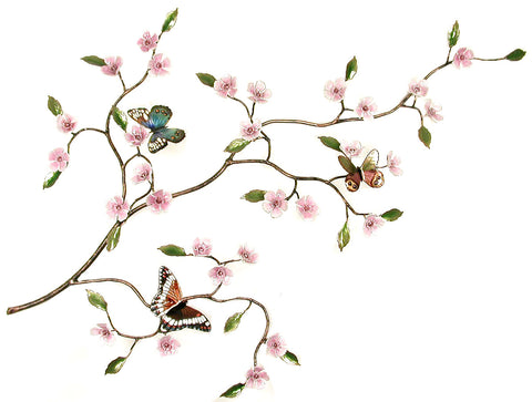 Cherry Blossom Branch with Butterflies Wall Art by Bovano
