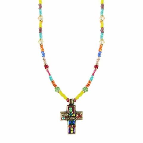 Multi Bright Small Cross Necklace by Michal Golan