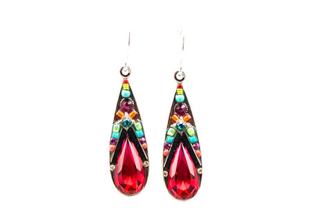 Multi Color Scarlet Camelia Large Drop Earrings by Firefly Jewelry
