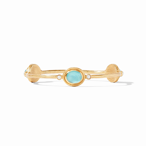 Simone Bangle Gold Iridescent Bahamian Blue and Pearl - Medium by Julie Vos