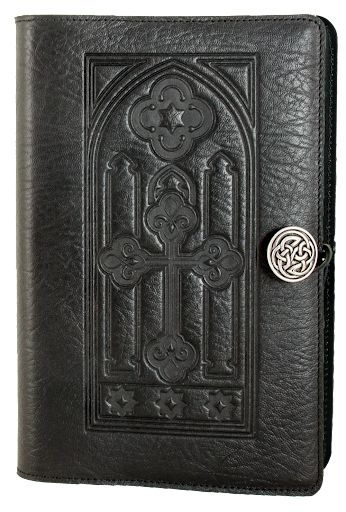 Large Leather Journal - Stained Glass in Black