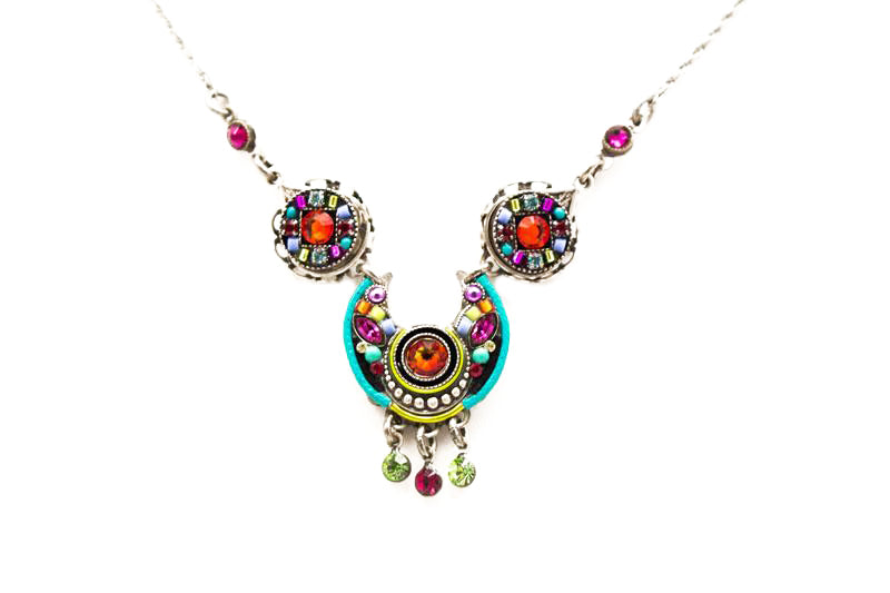 Multi Color Lunette Necklace by Firefly Jewelry