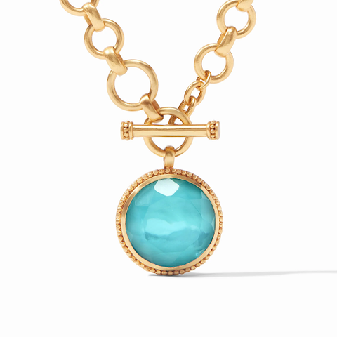 Flora Statement Gold Iridescent Bahamian Blue Necklace by Julie Vos