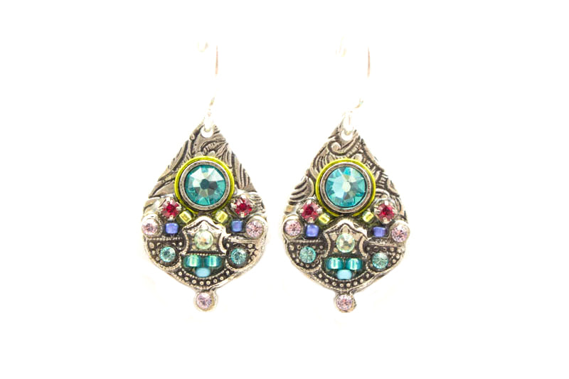 Light Turquoise Mosaic Detailed Drop Earrings by Firefly Jewelry