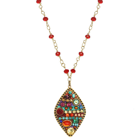 Multi Bright Diamond Pendant Rosary Bead Necklace by Michal Golan