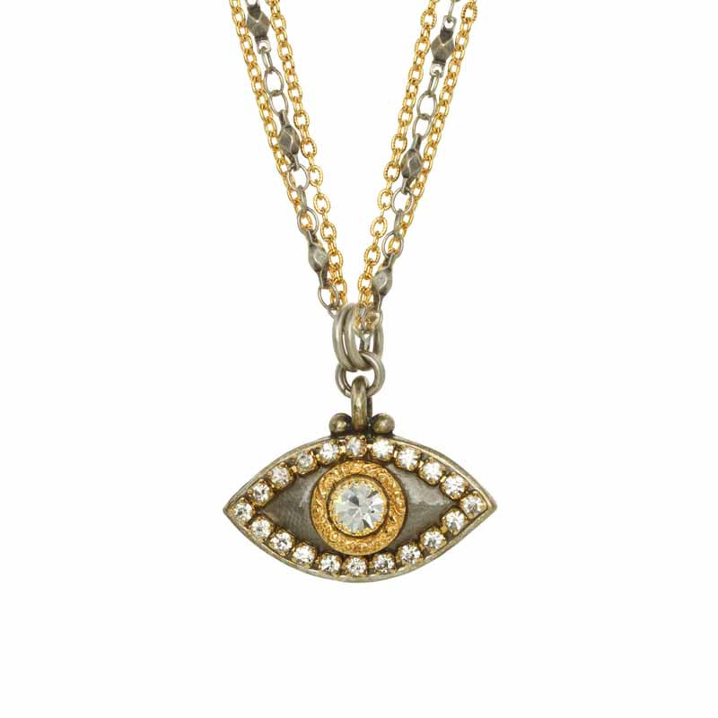 Gray Eye with Clear Center Necklace