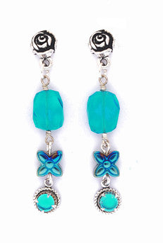 Blue Zirconium with Rose Post Earrings by Desert Heart